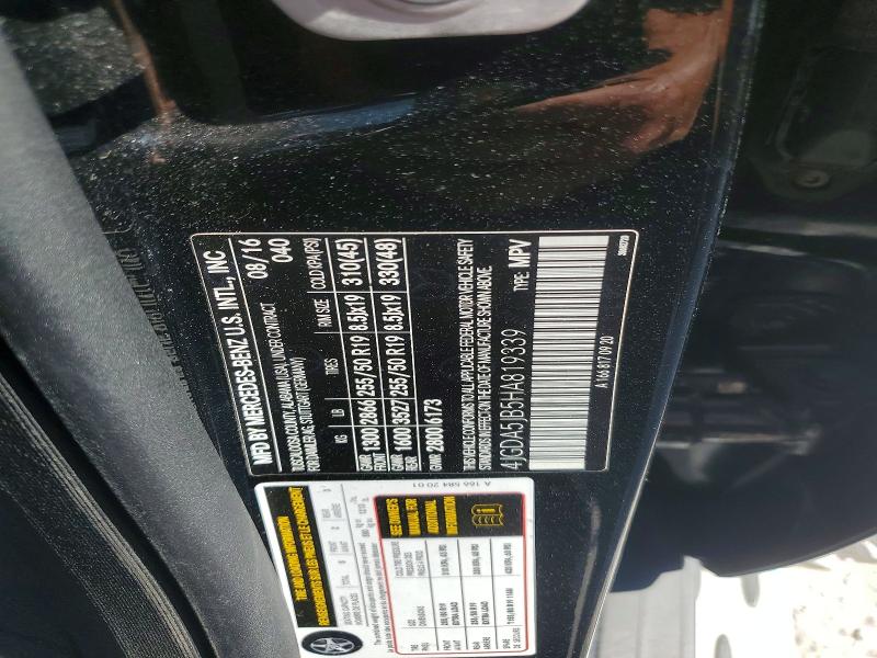 55230026 :رقم المزاد ، 4JGDA5JB5HA819339 vin ، 2017 Mercedes-benz Gle مزاد بيع