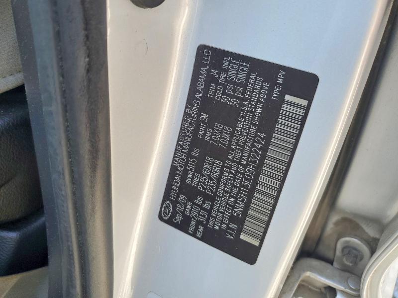 2009 Hyundai Santa Fe მანქანა იყიდება აუქციონზე, vin: 5NMSH13E09H322424, აუქციონის ნომერი: 53588766