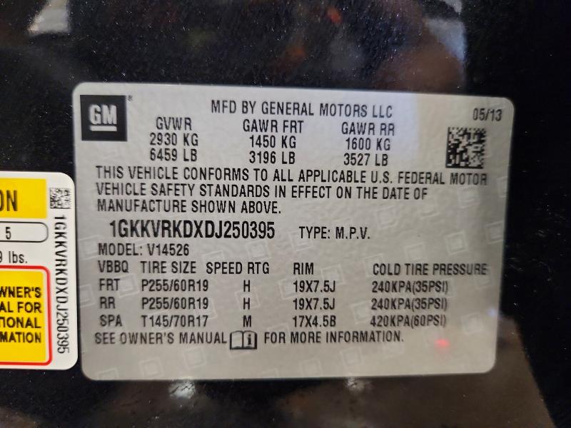 Aukcja sprzedaży 2013 Gmc Acadia, vin: 1GKKVRKDXDJ250395, numer aukcji: 54198396