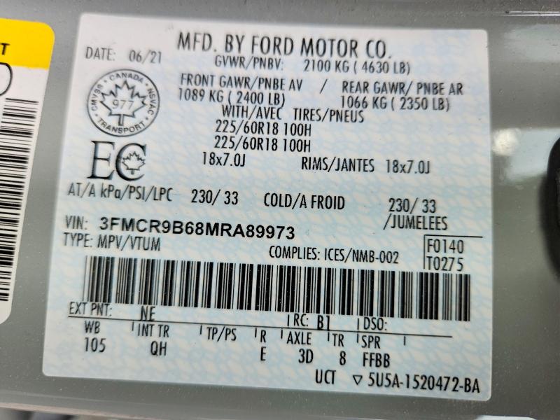 Продажа на аукционе авто 2021 Ford Bronco Sport, vin: 3FMCR9B68MRA89973, номер лота: 54473506