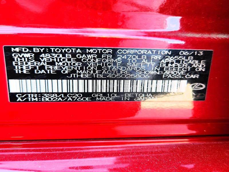 53294126 :رقم المزاد ، JTHBE1BL4D5025806 vin ، 2013 Lexus Gs مزاد بيع