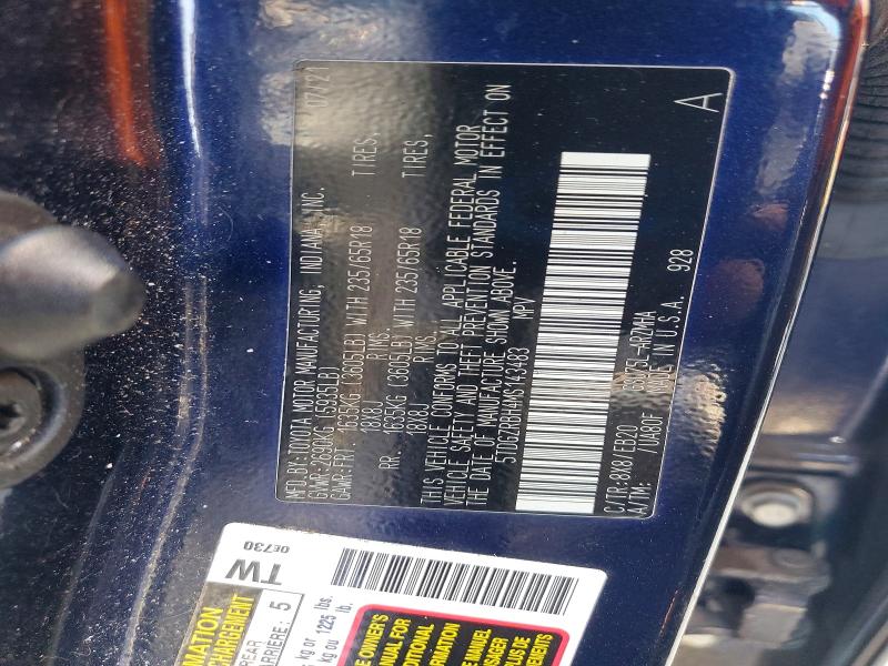 2021 Toyota Highlander მანქანა იყიდება აუქციონზე, vin: 5TDGZRBH4MS143483, აუქციონის ნომერი: 52049646