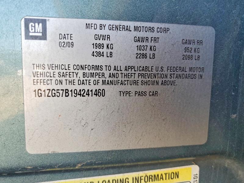 Auction sale of the 2009 Chevrolet Malibu, vin: 1G1ZG57B194241460, lot number: 54483896