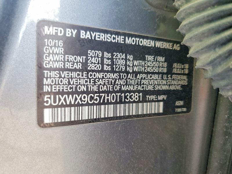 Продажа на аукционе авто 2017 Bmw X3, vin: 5UXWX9C57H0T13381, номер лота: 53428086