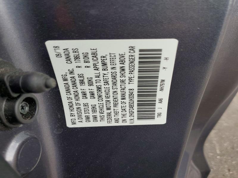 Продаж на аукціоні авто 2018 Honda Civic, vin: 2HGFC4B50JH309418, номер лоту: 55199986