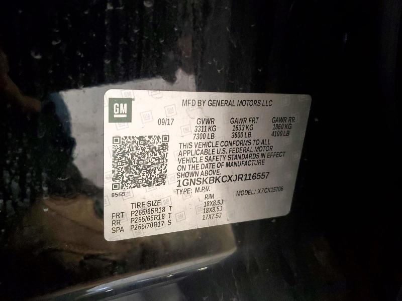 Продажа на аукционе авто 2018 Chevrolet Tahoe, vin: 1GNSKBKCXJR116557, номер лота: 54608026