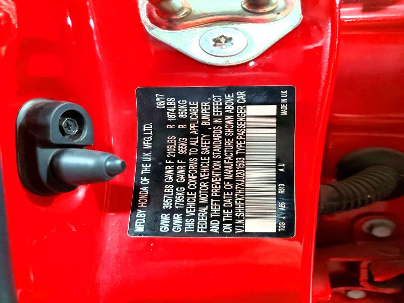 Продаж на аукціоні авто 2018 Honda Civic, vin: SHHFK7H7XJU201503, номер лоту: 54503626