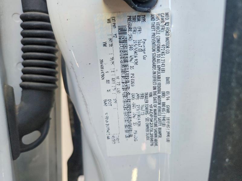53964116 :رقم المزاد ، 1FADP3K2XGL269876 vin ، 2016 Ford Focus مزاد بيع
