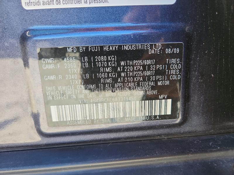 53763386 :رقم المزاد ، 4S4BRCFC6A3319450 vin ، 2010 Subaru Outback مزاد بيع