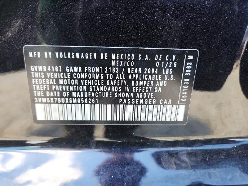 Aukcja sprzedaży 2025 Volkswagen Jetta, vin: 3VW5X7BUXSM056261, numer aukcji: 53304746