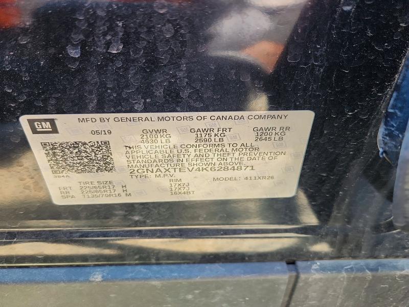 Продаж на аукціоні авто 2019 Chevrolet Equinox, vin: 2GNAXTEV4K6284871, номер лоту: 55384566