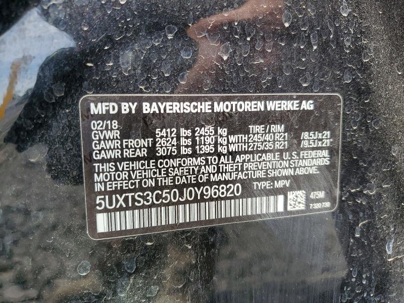 Продаж на аукціоні авто 2018 Bmw X3, vin: 5UXTS3C50J0Y96820, номер лоту: 53254876