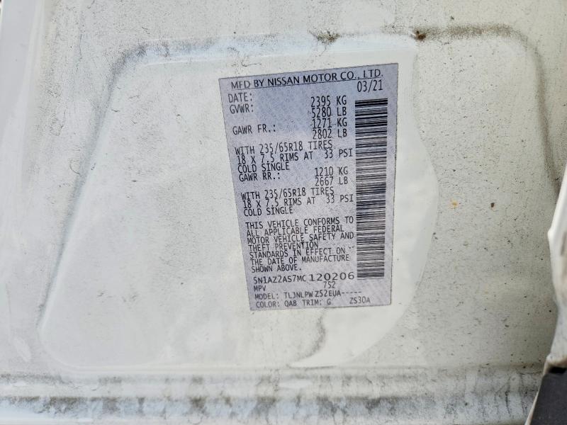 Aukcja sprzedaży 2021 Nissan Murano, vin: 5N1AZ2AS7MC120206, numer aukcji: 54082256