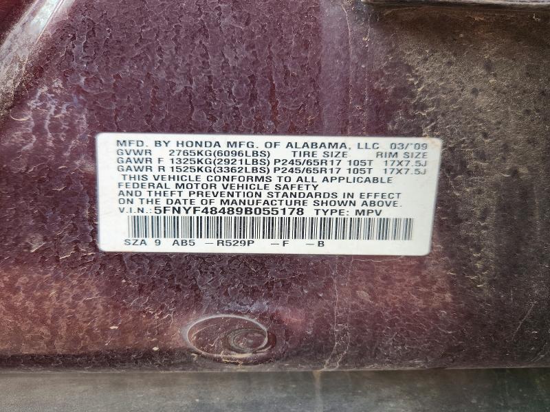 Aukcja sprzedaży 2009 Honda Pilot, vin: 5FNYF48489B055178, numer aukcji: 55550856
