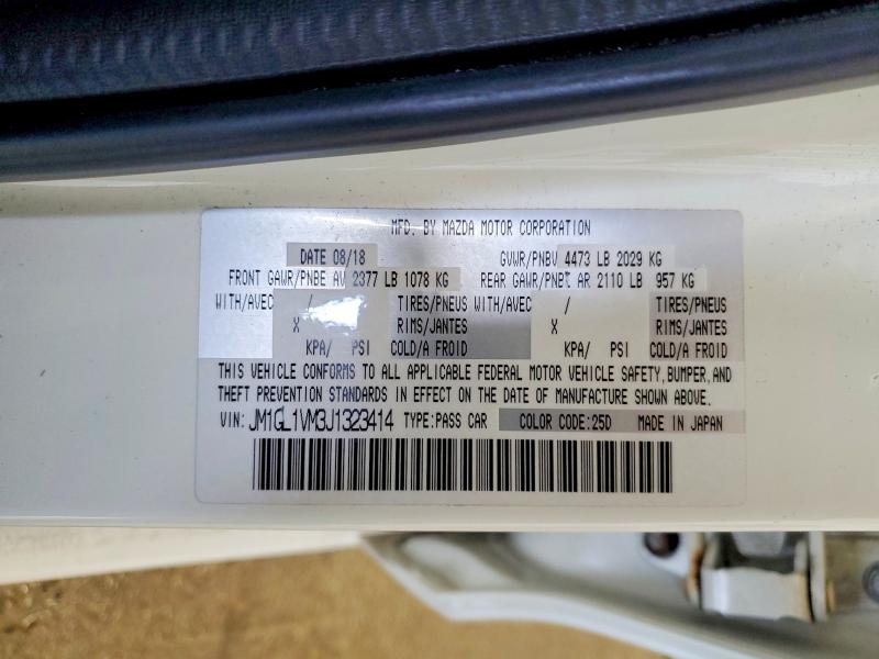 Продажа на аукционе авто 2018 Mazda 6, vin: JM1GL1VM3J1323414, номер лота: 54582756