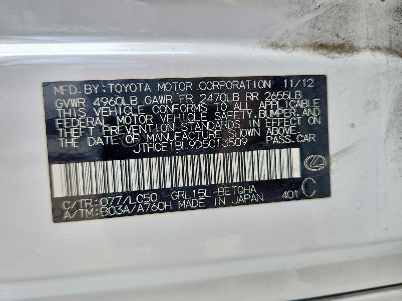Продаж на аукціоні авто 2013 Lexus Gs, vin: JTHCE1BL9D5013509, номер лоту: 55437236