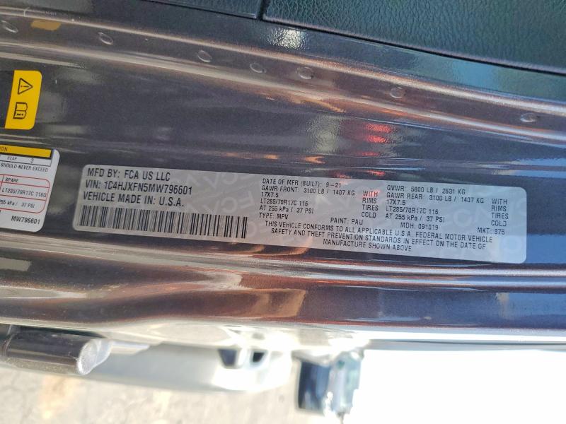 Продажа на аукционе авто 2021 Jeep Wrangler Unlimited, vin: 1C4HJXFN5MW796601, номер лота: 51834366