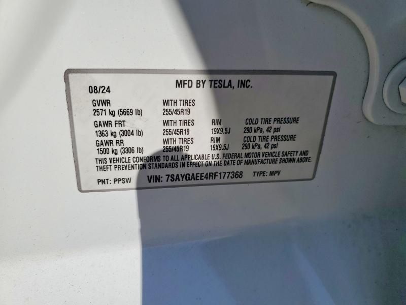 Продаж на аукціоні авто 2024 Tesla Model Y, vin: 7SAYGAEE4RF177368, номер лоту: 52587456