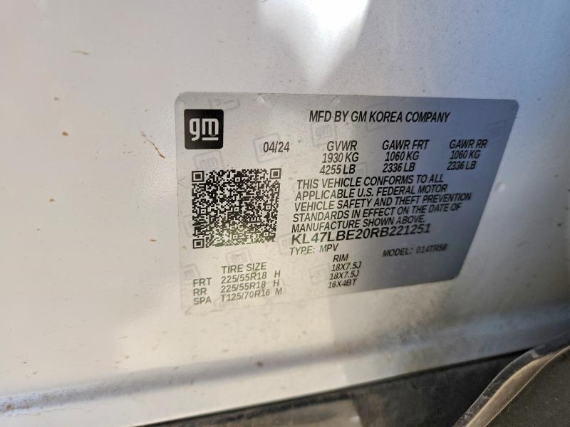 Aukcja sprzedaży 2024 Buick Envista, vin: KL47LBE20RB221251, numer aukcji: 53464326