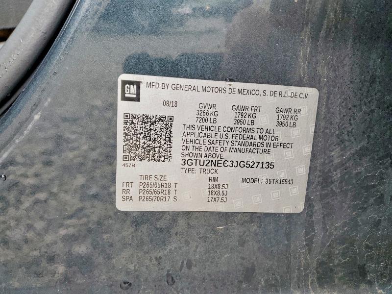 Aukcja sprzedaży 2018 Gmc Sierra, vin: 3GTU2NEC3JG527135, numer aukcji: 53630376