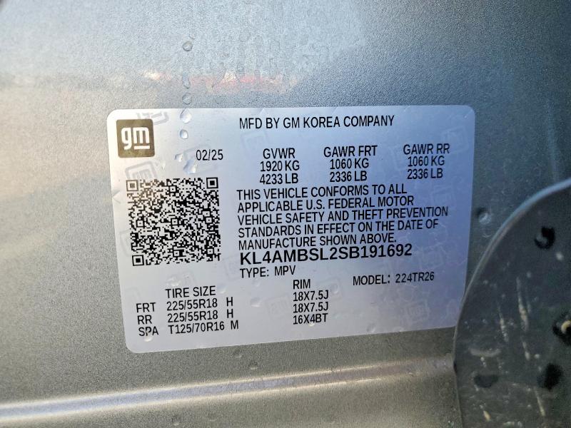 52528436 :رقم المزاد ، KL4AMBSL2SB191692 vin ، 2025 Buick Encore Gx مزاد بيع