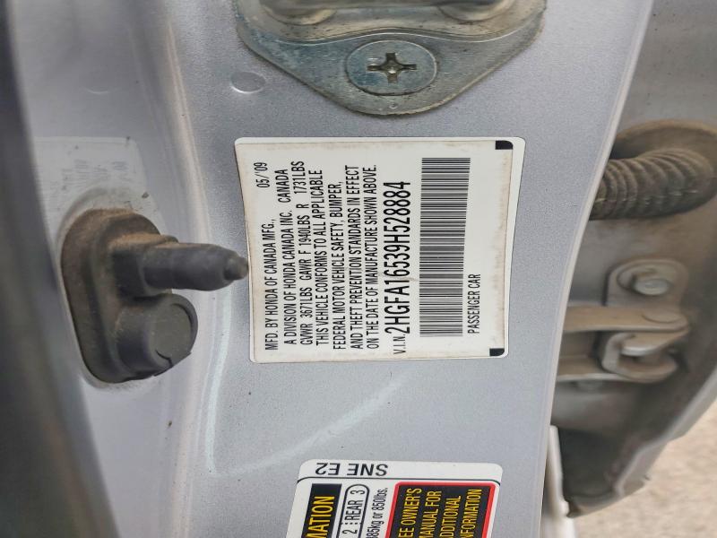 52468726 :رقم المزاد ، 2HGFA16539H528884 vin ، 2009 Honda Civic مزاد بيع
