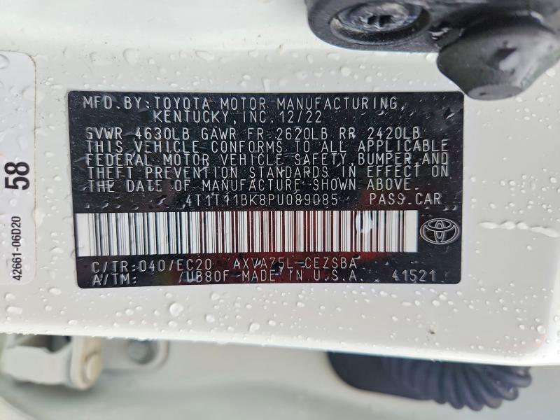 2023 Toyota Camry მანქანა იყიდება აუქციონზე, vin: 4T1T11BK8PU089085, აუქციონის ნომერი: 54682226