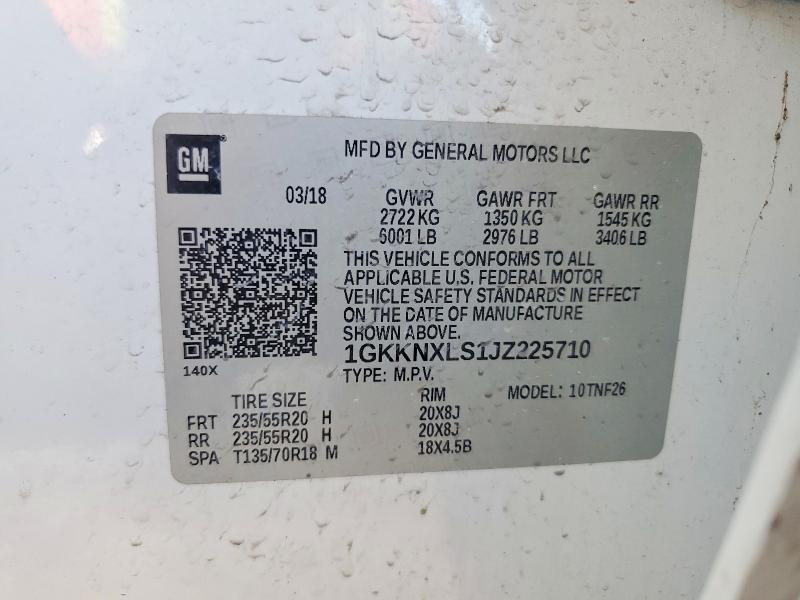 Aukcja sprzedaży 2018 Gmc Acadia, vin: 1GKKNXLS1JZ225710, numer aukcji: 52944216