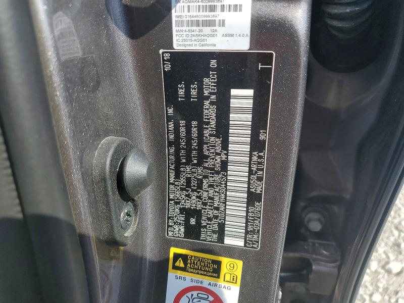 Продажа на аукционе авто 2019 Toyota Highlander, vin: 5TDZARFH4KS044573, номер лота: 55147036