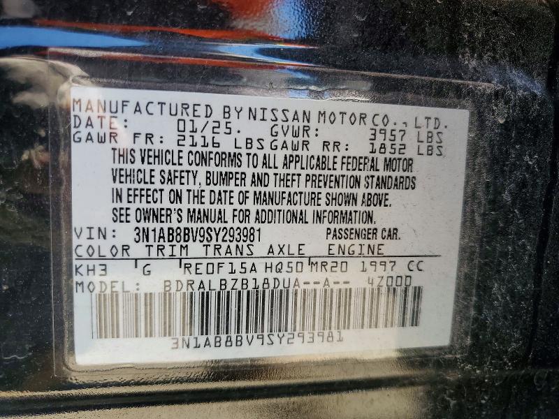 Продажа на аукционе авто 2025 Nissan Sentra, vin: 3N1AB8BV9SY293981, номер лота: 52798246