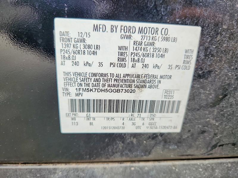 Продаж на аукціоні авто 2016 Ford Explorer, vin: 1FM5K7DH5GGB73020, номер лоту: 54553646