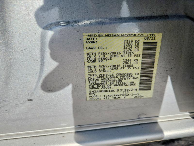 Aukcja sprzedaży 2011 Nissan Xterra, vin: 5N1AN0NU1BC523624, numer aukcji: 54483546