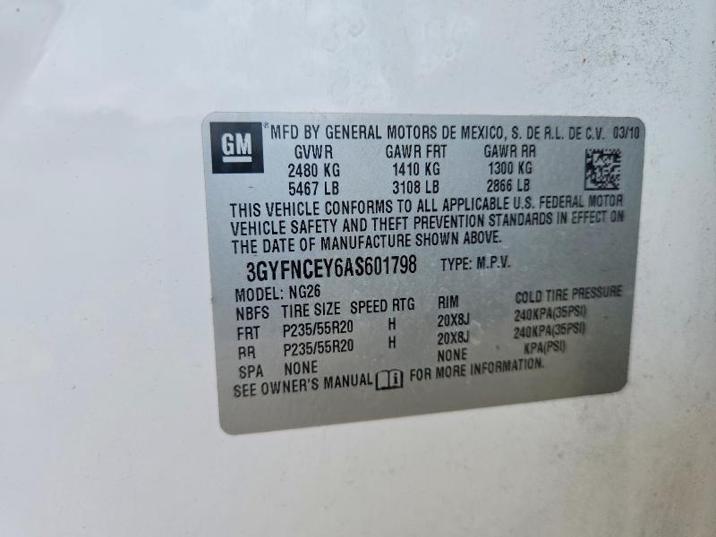 2010 Cadillac Srx მანქანა იყიდება აუქციონზე, vin: 3GYFNCEY6AS601798, აუქციონის ნომერი: 54430546