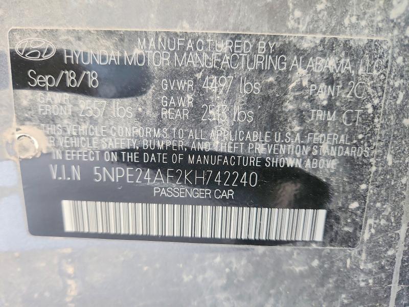Продажа на аукционе авто 2019 Hyundai Sonata, vin: 5NPE24AF2KH742240, номер лота: 53609316