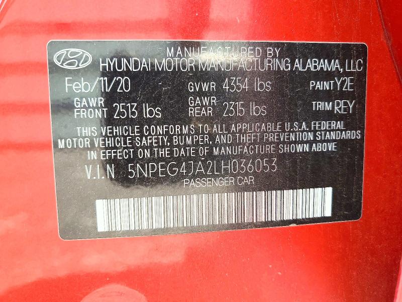 Продажа на аукционе авто 2020 Hyundai Sonata, vin: 5NPEG4JA2LH036053, номер лота: 54593336