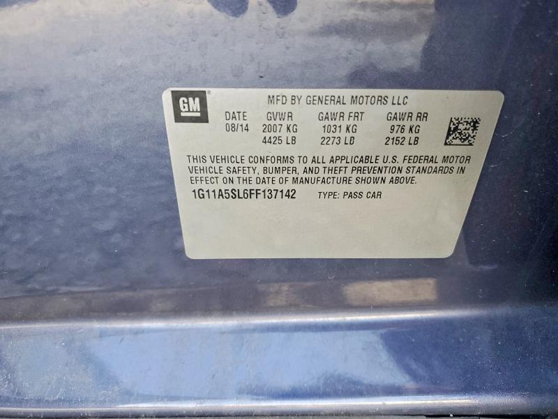 52868636 :رقم المزاد ، 1G11A5SL6FF137142 vin ، 2015 Chevrolet Malibu مزاد بيع