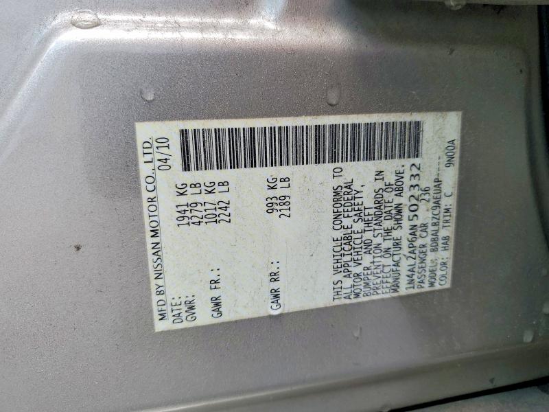 Aukcja sprzedaży 2010 Nissan Altima, vin: 1N4AL2AP6AN502332, numer aukcji: 53541316