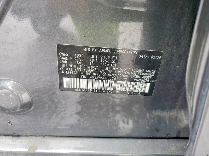 Aukcja sprzedaży 2020 Subaru Legacy, vin: 4S3BWAG68L3022032, numer aukcji: 54661446