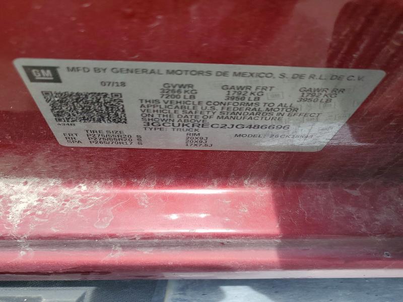 Продажа на аукционе авто 2018 Chevrolet Silverado, vin: 3GCUKREC2JG486696, номер лота: 55322446