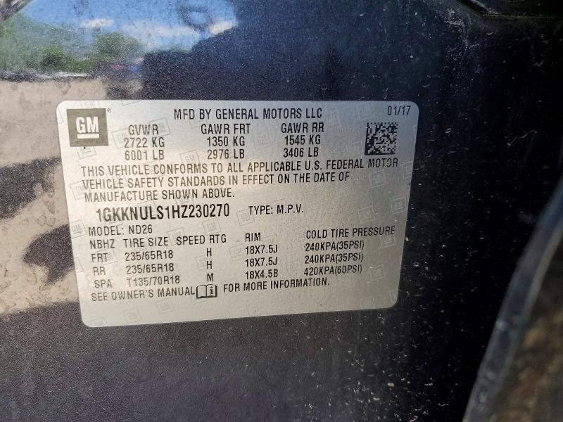 55303806 :رقم المزاد ، 1GKKNULS1HZ230270 vin ، 2017 Gmc Acadia مزاد بيع