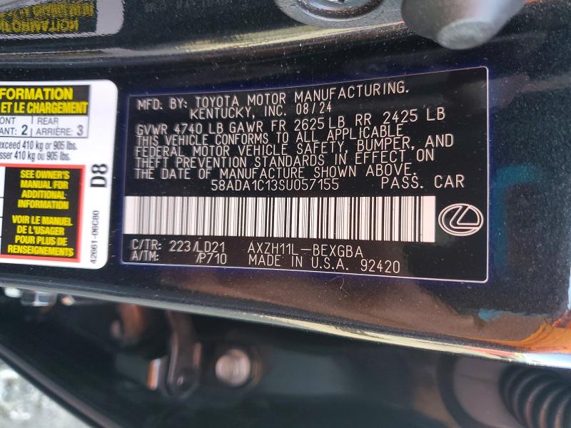 2025 Lexus Es 300h მანქანა იყიდება აუქციონზე, vin: 58ADA1C13SU057155, აუქციონის ნომერი: 53968166