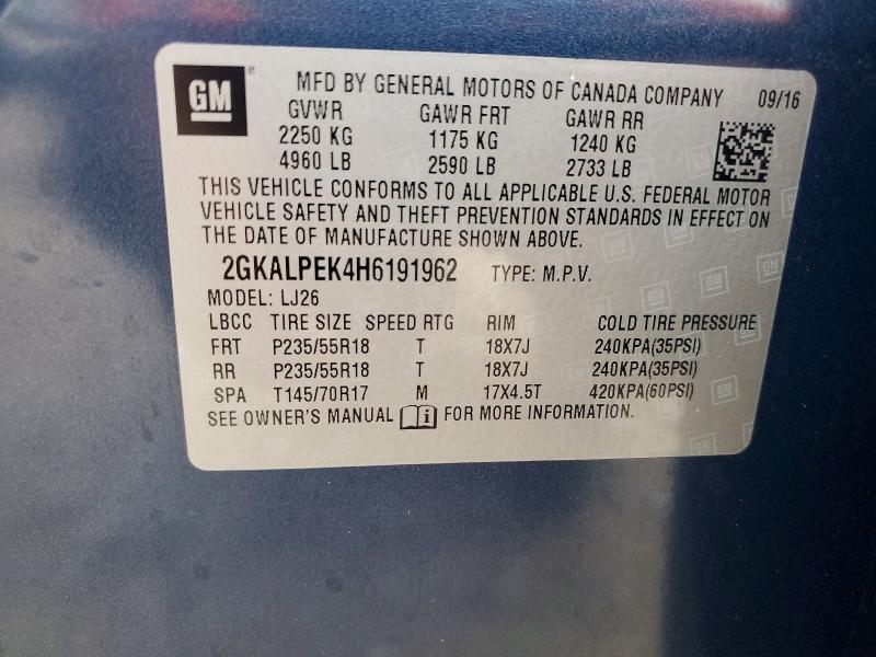 54357596 :رقم المزاد ، 2GKALPEK4H6191962 vin ، 2017 Gmc Terrain مزاد بيع