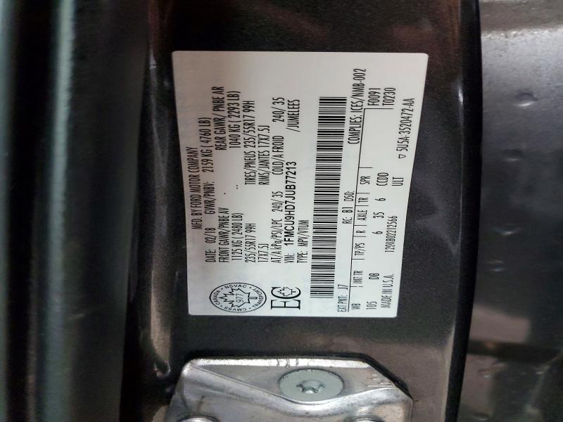 53456126 :رقم المزاد ، 1FMCU9HD7JUB77213 vin ، 2018 Ford Escape مزاد بيع