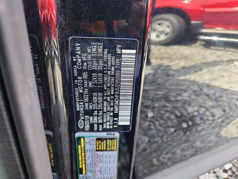 2018 Hyundai Santa Fe მანქანა იყიდება აუქციონზე, vin: KM8SMDHF8JU295089, აუქციონის ნომერი: 52720966