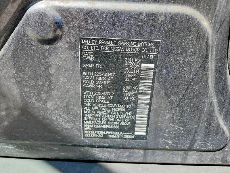 Auction sale of the 2019 Nissan Rogue, vin: KNMAT2MV4KP531533, lot number: 52770286
