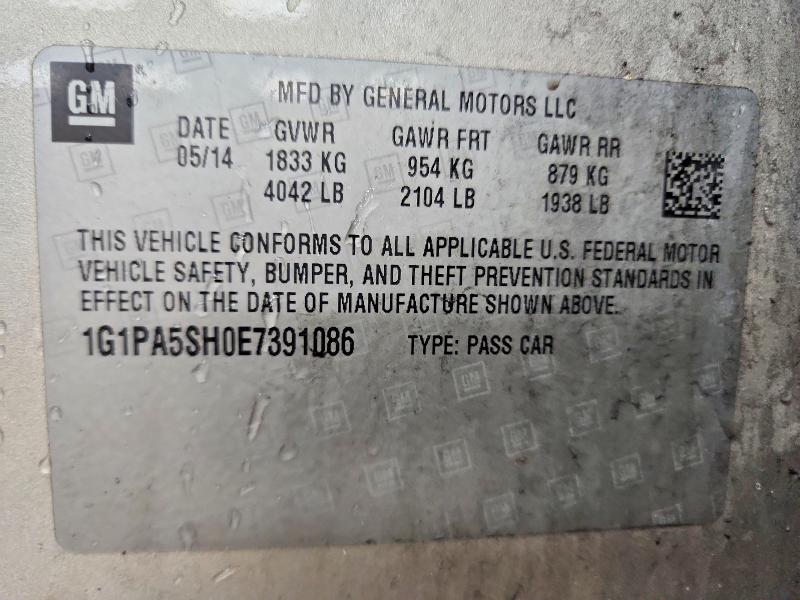 Продаж на аукціоні авто 2014 Chevrolet Cruze, vin: 1G1PA5SH0E7391086, номер лоту: 53133706