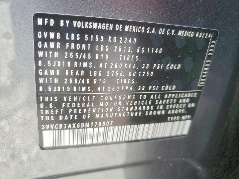 53962426 :رقم المزاد ، 3VVCB7AX6RM176607 vin ، 2024 Volkswagen Tiguan مزاد بيع