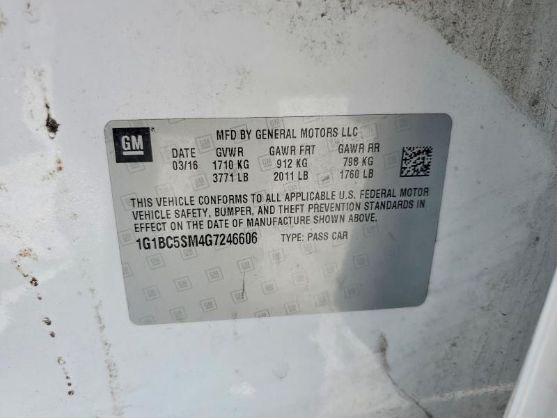 Продажа на аукционе авто 2016 Chevrolet Cruze, vin: 1G1BC5SM4G7246606, номер лота: 53595996