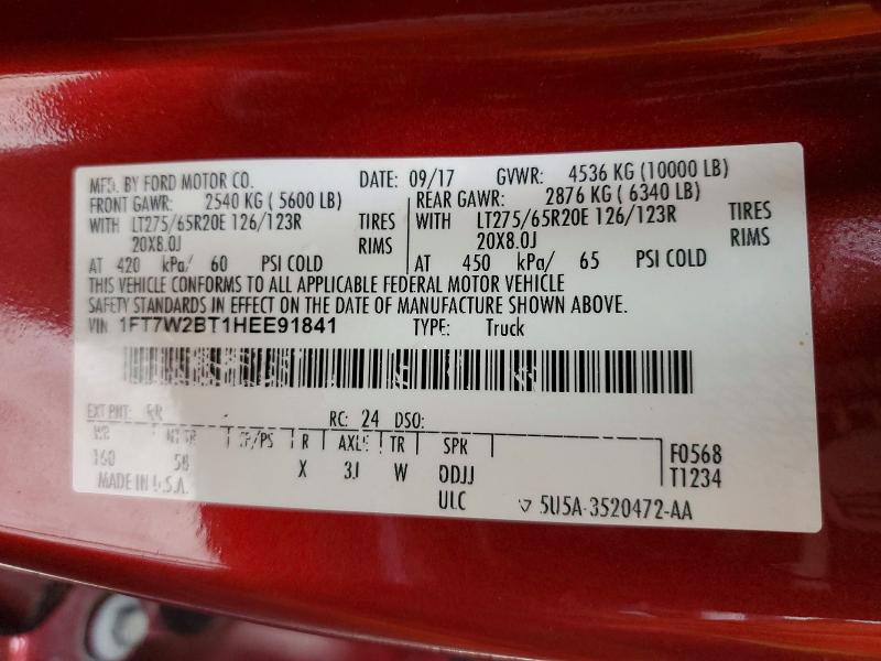 Aukcja sprzedaży 2017 Ford F250, vin: 1FT7W2BT1HEE91841, numer aukcji: 55222906