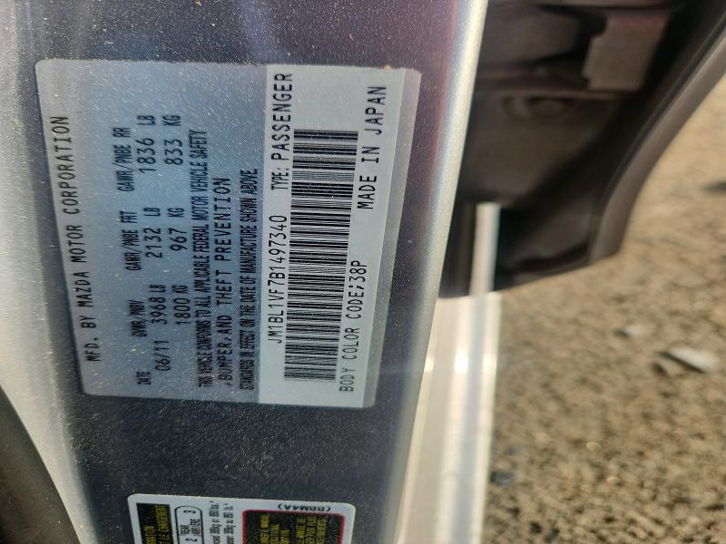 Aukcja sprzedaży 2011 Mazda 3, vin: JM1BL1VF7B1497340, numer aukcji: 54737606